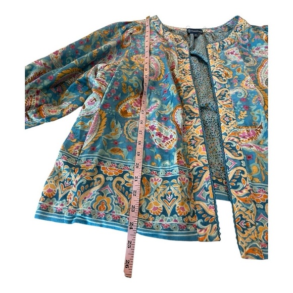 Democracy Plus Size Paisley Print 3/4 Sleeve Reversible Open-Front Jacket NEW - Picture 7 of 16